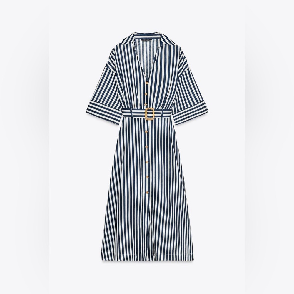 Zara Navy and White Striped Dress! - Picture 4 of 6